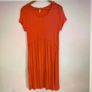 My Beloved Women Peach Short Sleeve Pullover Rayon Stretch Dress Size L